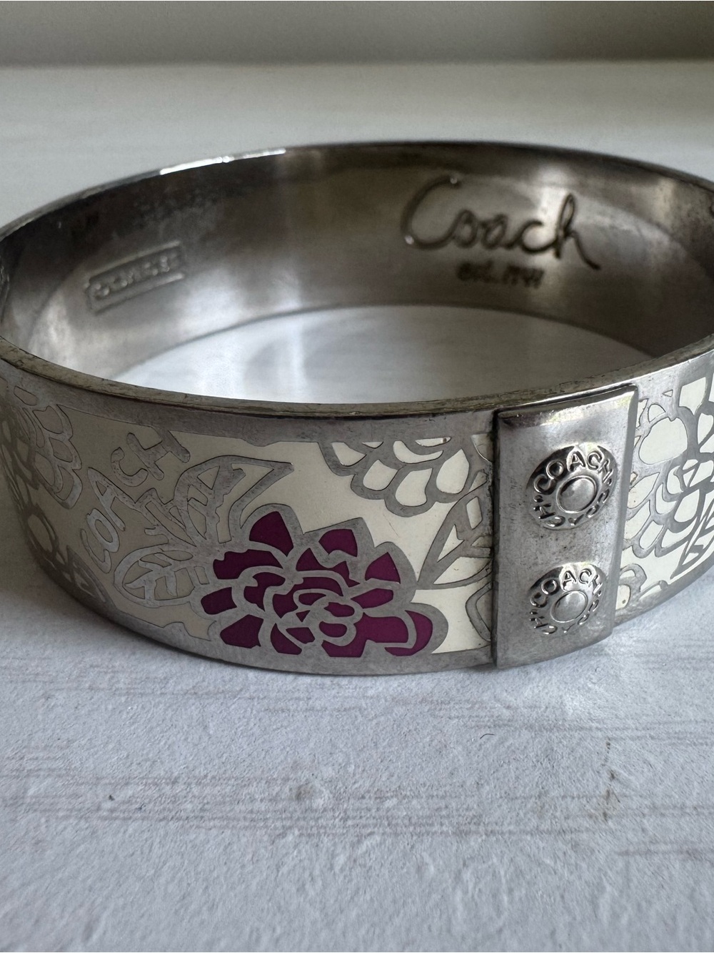 Authentic Vintage COACH Poppy Floral Enamel Bangle Bracelet